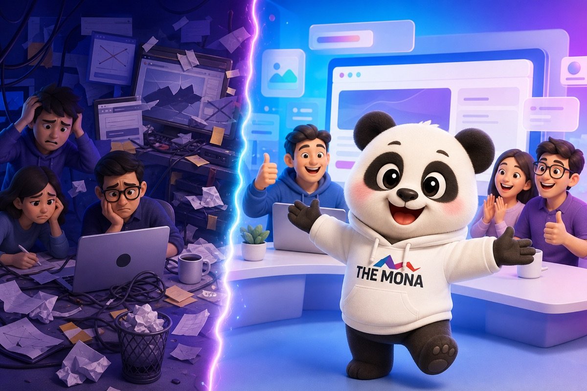 Panda tươi cười mời gọi hành động, chuyển đổi website cũ sang tự động hóa.
