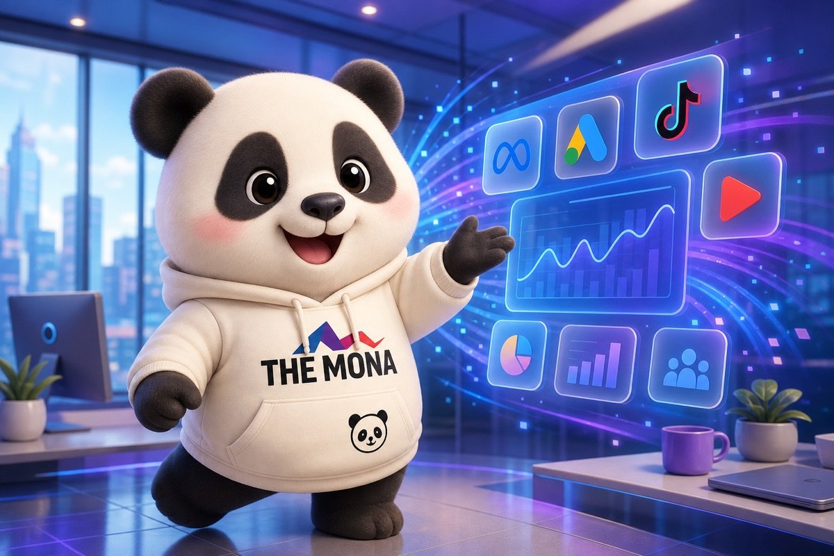 Chú gấu MONA tự tin mời gọi lựa chọn đơn vị chạy quảng cáo Google Ads và Facebook Ads hiệu quả.
