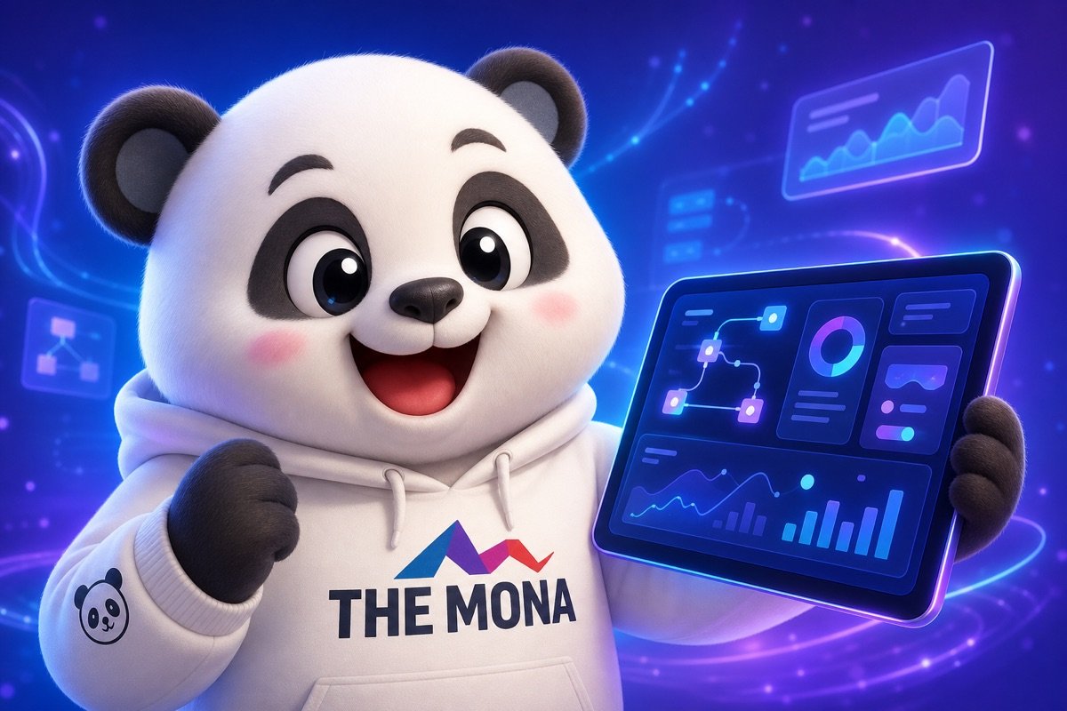 Gấu MONA cười tươi rực rỡ với phần mềm tự động hóa vượt trội của MONA.