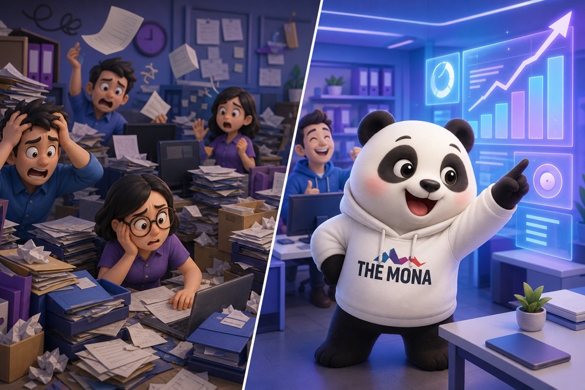 So sánh trước và sau khi áp dụng phần mềm AI cho doanh nghiệp: từ văn phòng hỗn loạn sang quy trình làm việc có tổ chức, hiệu suất tăng cao.