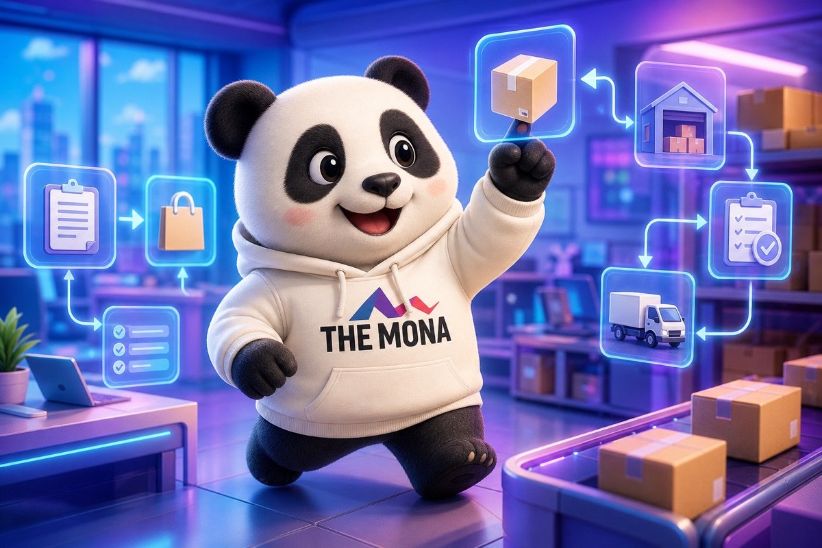 Gấu trúc tự tin trong môi trường văn phòng tương lai với phần mềm tự động hóa thu mua MONA.