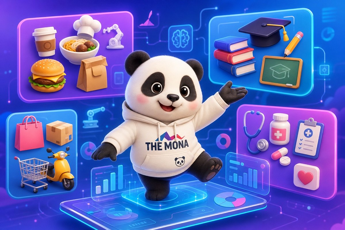 Infographic minh họa các nguyên lý tự động hóa và công cụ AI quản trị website có thể áp dụng cho nhiều ngành khác nhau.