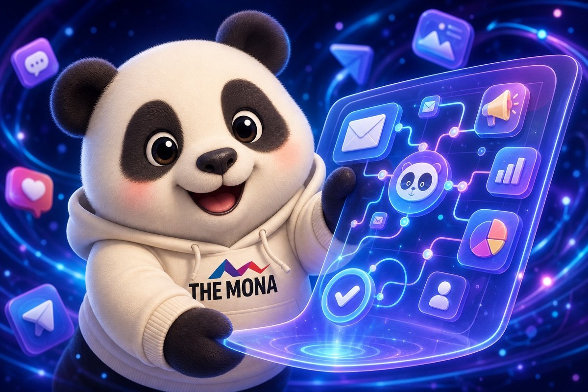 Gấu trúc vui mừng vì kiểm soát được quy trình marketing nhờ phần mềm tự động hóa từ công ty digital marketing ứng dụng AI.
