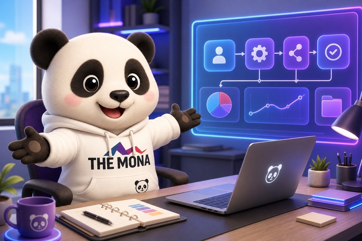 Gấu panda mỉm cười mời gọi, sẵn sàng hỗ trợ doanh nghiệp chốt ngân sách chi phí tự động hoá rõ ràng.
