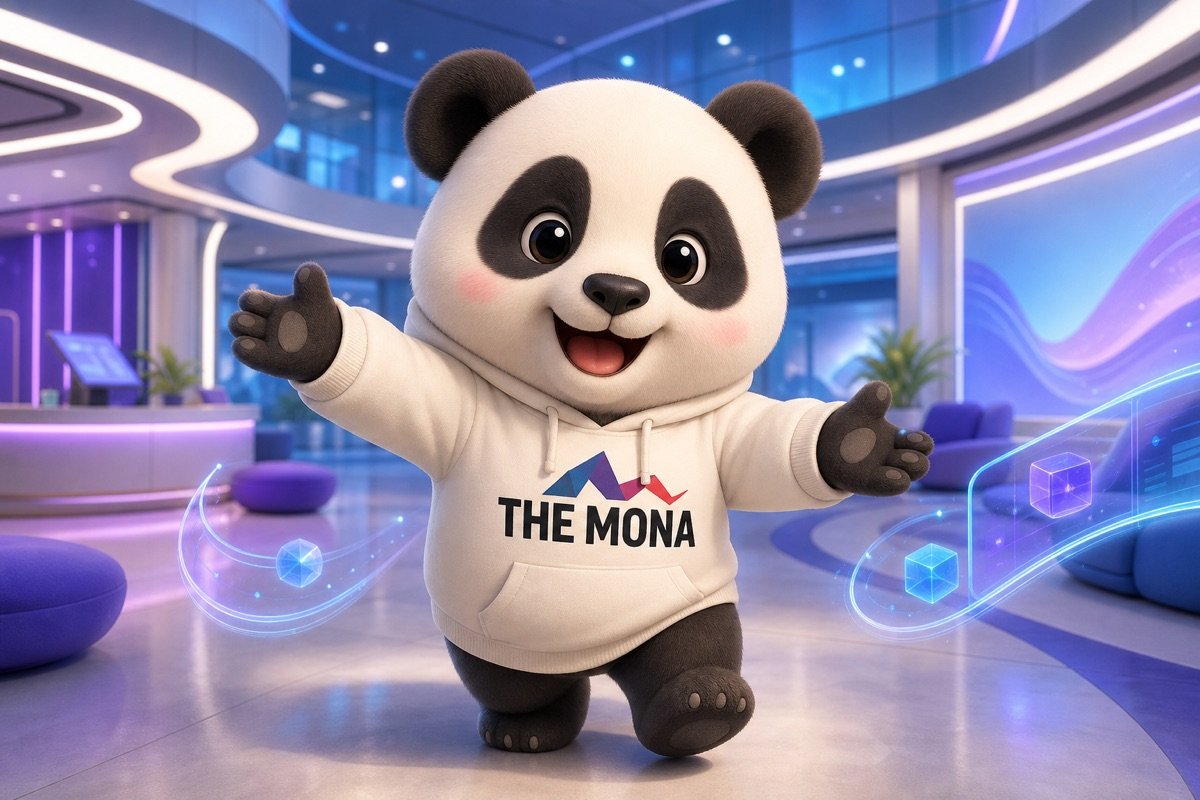 Panda tự tin mỉm cười trong trung tâm đào tạo hiện đại, tượng trưng cho hiệu suất cao từ phần mềm quản lý trung tâm đào tạo.