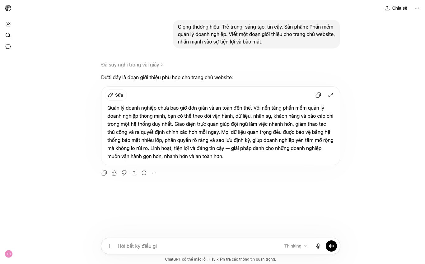 ChatGPT viết theo giọng thương hiệu công ty công nghệ