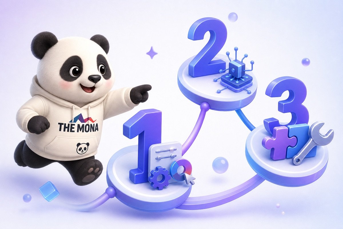 Infographic minh họa quy trình xây dựng AI Agent nội bộ tùy biến của MONA, nhấn mạnh khả năng tích hợp sâu.