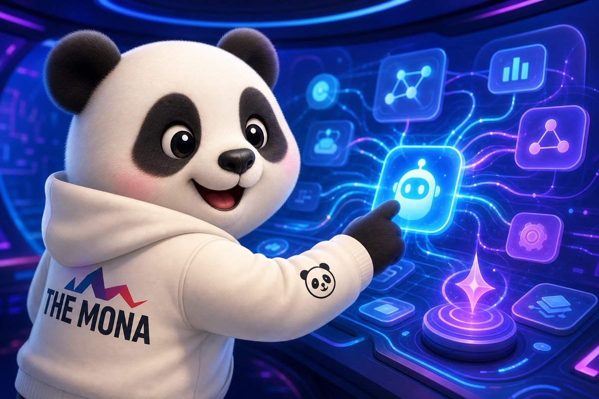Góc nhìn qua vai panda đang sử dụng bảng điều khiển AI Agent, mọi bối rối tan biến.