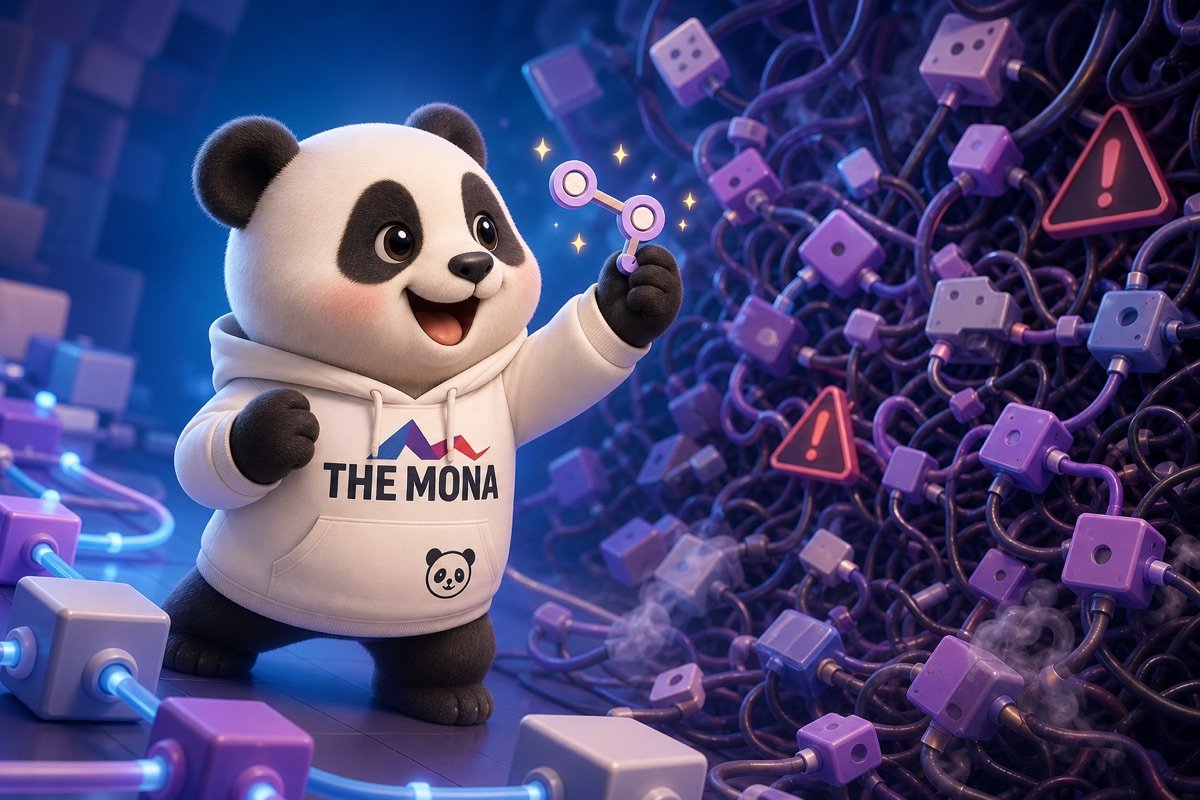Panda vui vẻ với mô-đun n8n nhỏ, nhưng lo lắng nhìn vào sự phức tạp khi triển khai AI agent quy mô lớn.