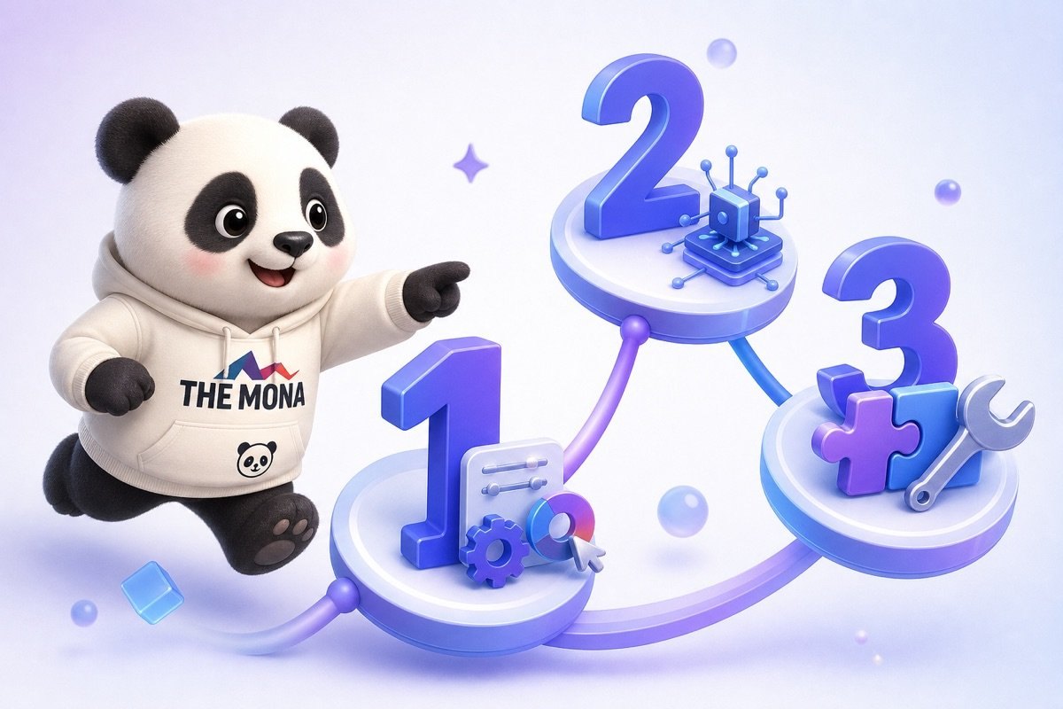 Infographic minh họa quy trình xây dựng AI Agent nội bộ tùy biến của MONA, nhấn mạnh khả năng tích hợp sâu.