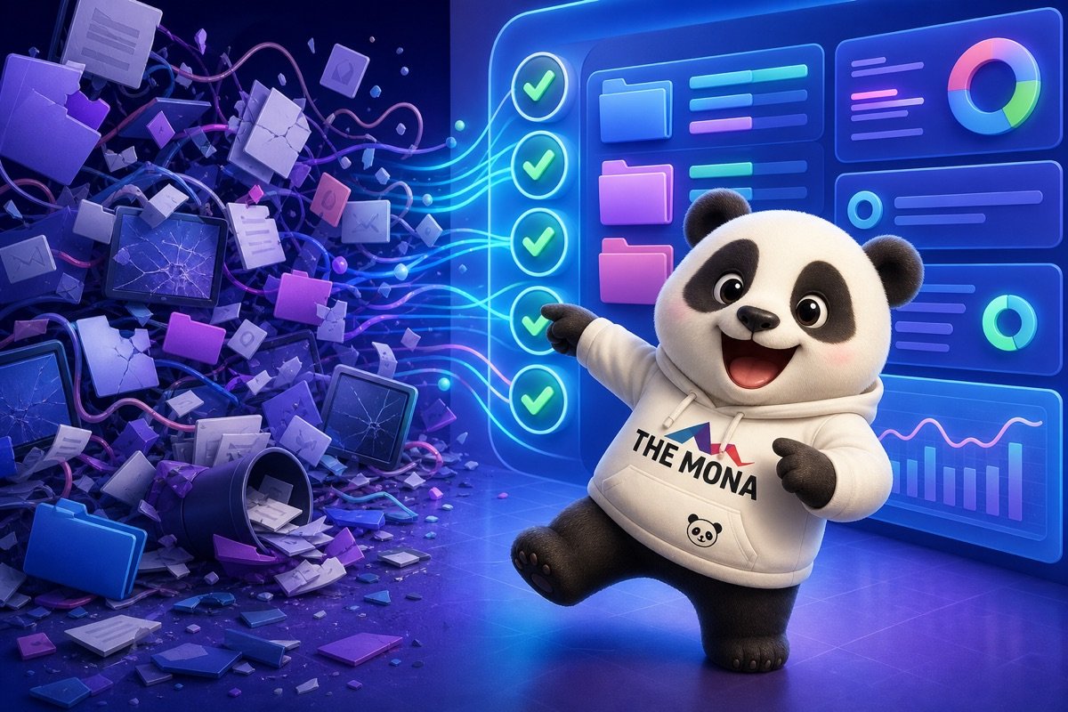 Hình ảnh so sánh: bên trái là dữ liệu lộn xộn từ AI kém, bên phải là thông tin được sắp xếp hoàn hảo nhờ AI bóc tách dữ liệu tự động hiệu quả.