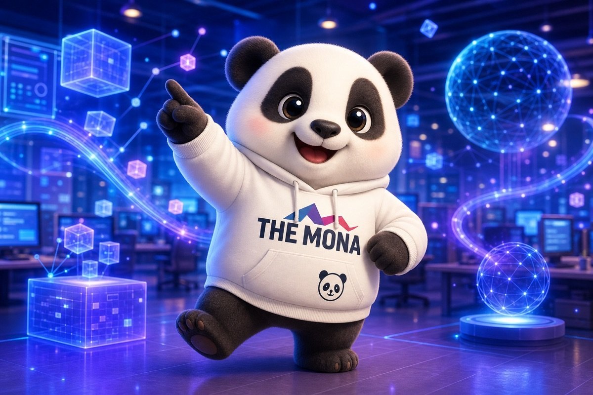CEO gấu trúc tự tin cười tươi rực rỡ, mời gọi đến hệ thống AI cầm tay chỉ việc sale hiệu quả
