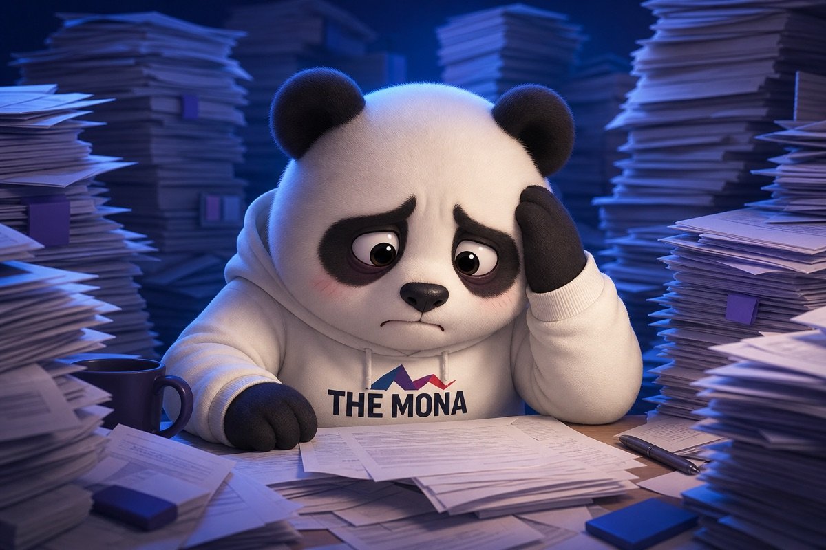 Gấu MONA mệt mỏi và lo lắng vì gánh nặng công việc phân tích hợp đồng thủ công, cồng kềnh.