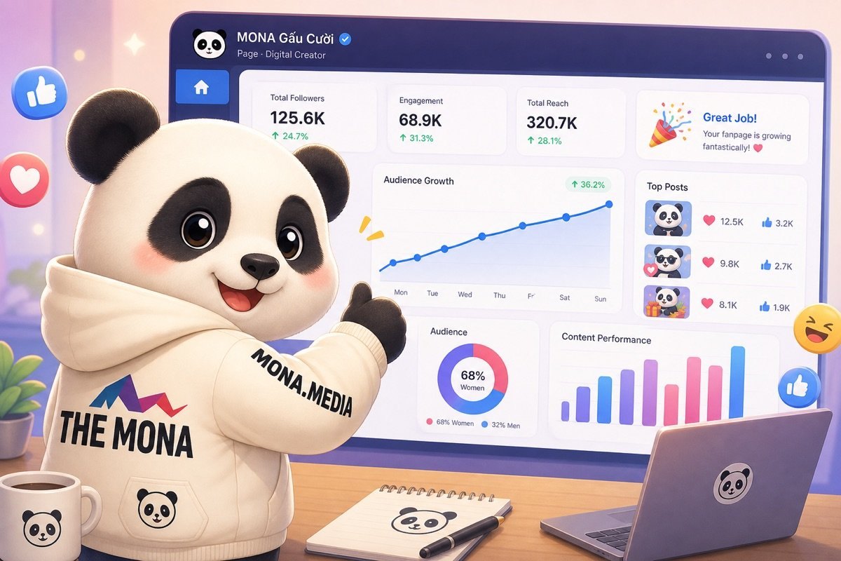 AI quản lý fanpage không thể thay thế sự sáng tạo, gấu vui mừng khi xem bảng điều khiển