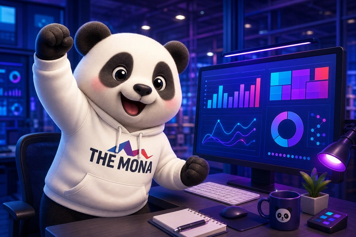 Chú gấu MONA nhẹ nhõm khi dữ liệu được tổ chức trên màn hình, giúp kiểm soát tốt hơn trong ngành sản xuất.