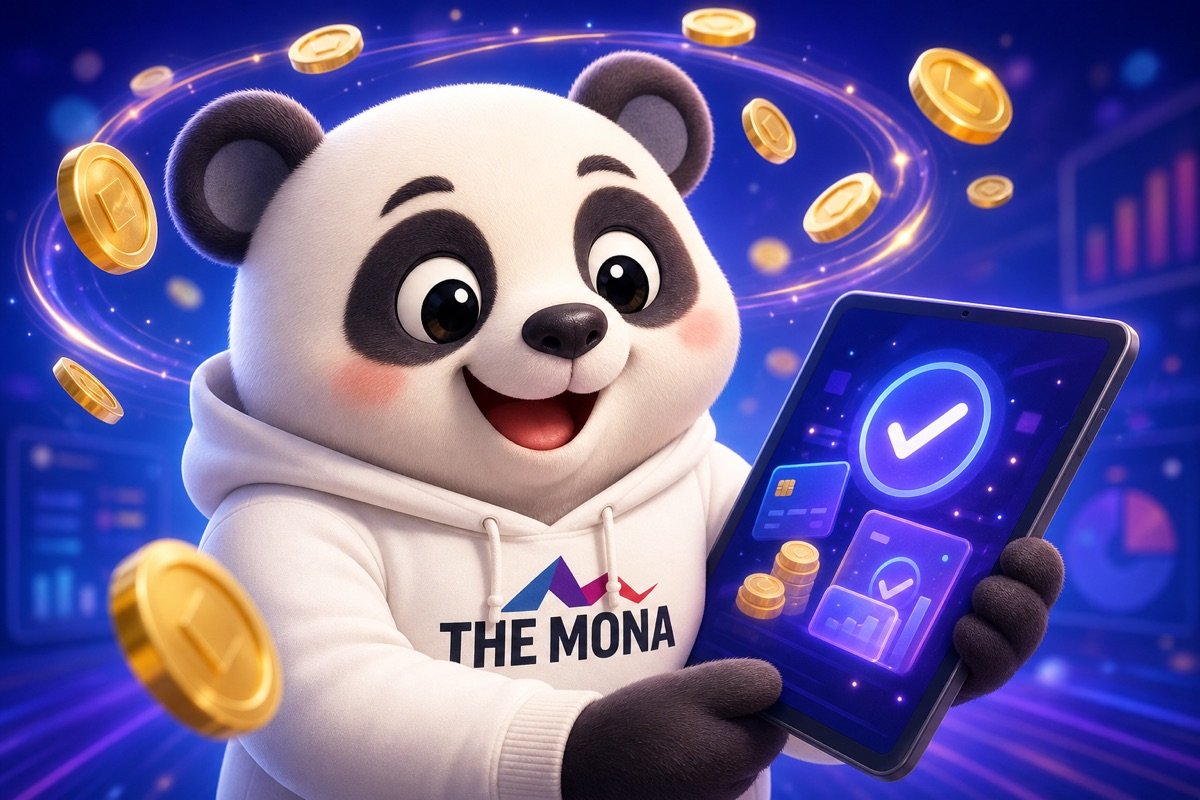 Gấu trúc tươi cười rạng rỡ, cầm máy tính bảng với thông báo 'Đã thanh toán', biểu tượng cho việc lấy lại quyền kiểm soát quản lý công nợ B2B.