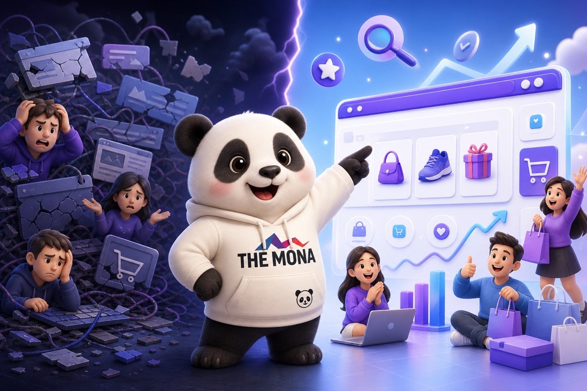 So sánh website thương mại điện tử trước và sau khi tối ưu kỹ thuật, gấu trúc hào hứng chỉ số liệu.