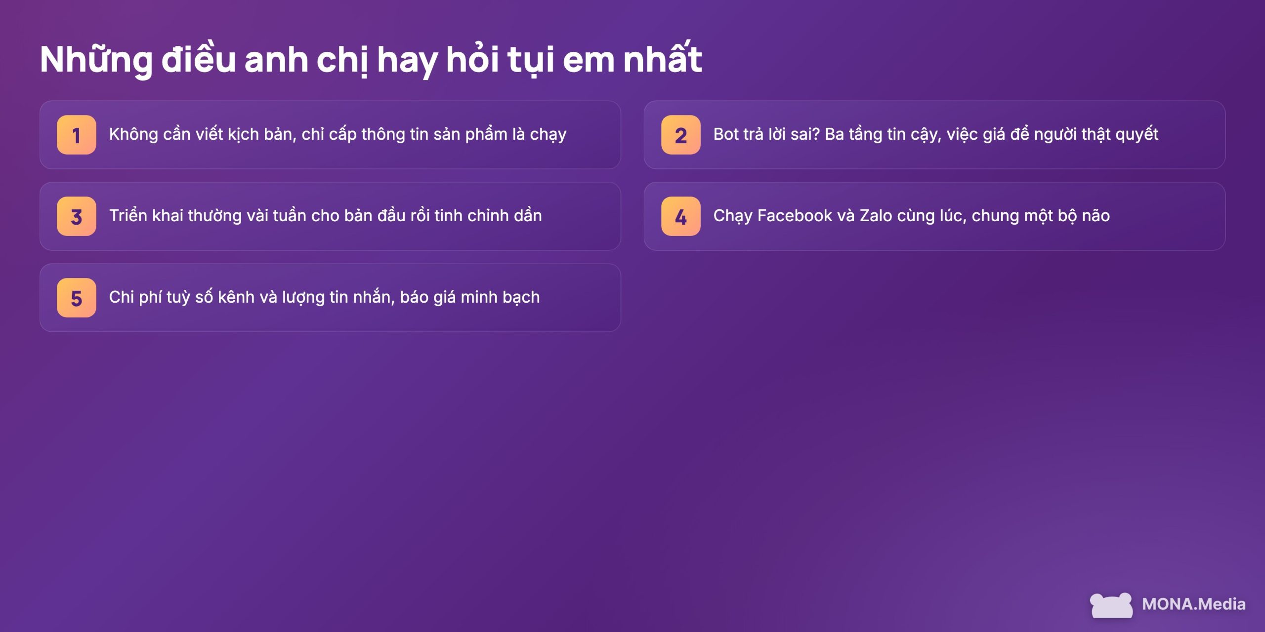 Câu hỏi thường gặp về chatbot AI bán hàng: có cần viết kịch bản không, bot trả lời sai thì sao, chi phí thế nào