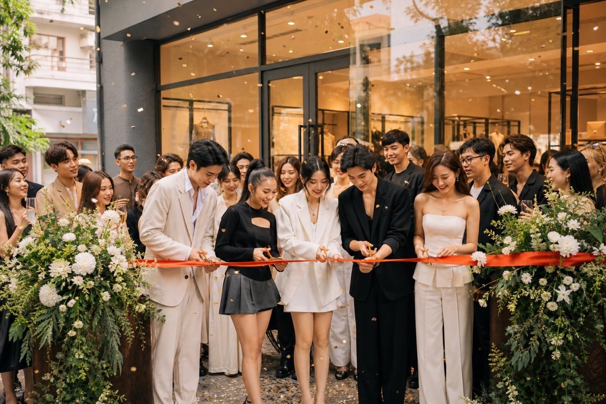 CapCut AI tạo video khai trương cửa hàng thời trang