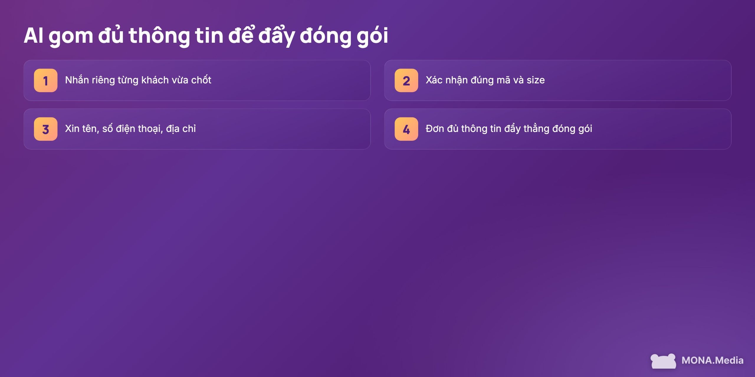 AI tự nhắn xác nhận và xin thông tin giao hàng sau khi chốt đơn livestream