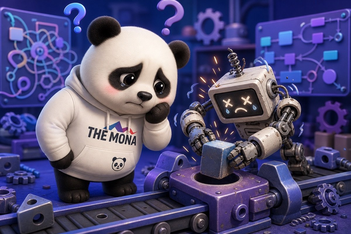 Infographic minh họa robot AI thất bại khi không hiểu quy trình đặc thù của nhà máy sản xuất Việt Nam.