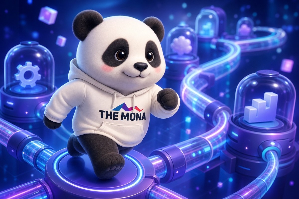 Gấu panda quyết tâm từng bước di chuyển trong quy trình tự động hóa, minh họa khả năng mở rộng của công ty chuyển đổi số ứng dụng AI.