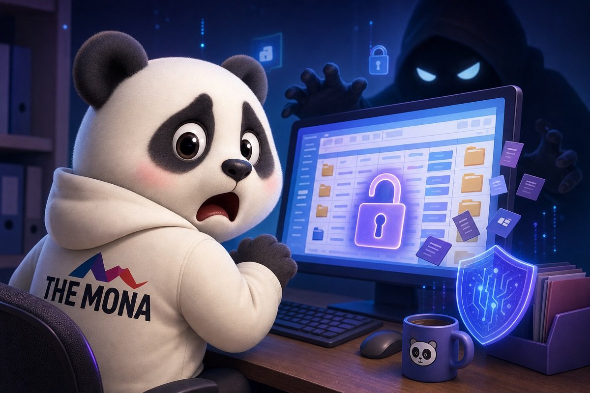Panda kinh hoàng nhìn file Excel không mật khẩu chứa bí mật kinh doanh, cảnh báo rủi ro bảo mật trong ngành sản xuất.