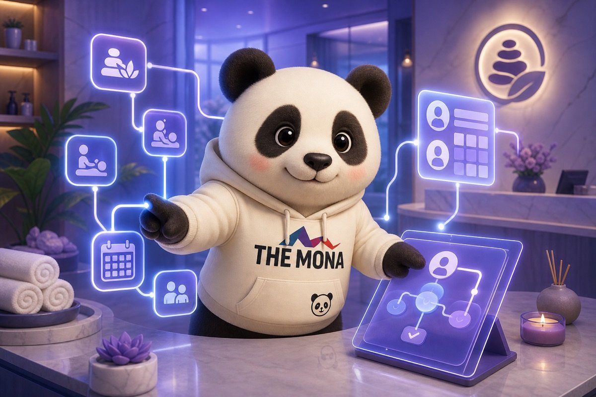 Gấu panda quyết tâm từng bước triển khai AI agent của MONA cho chuỗi spa, khác với Dify là gì.