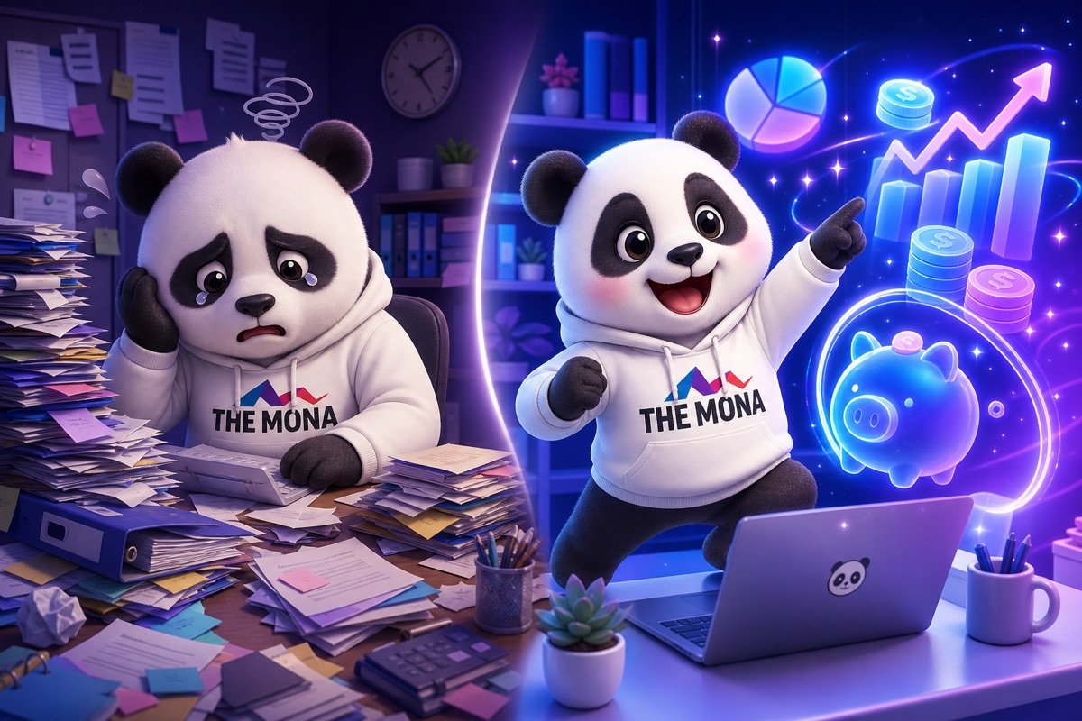 Gấu trúc hào hứng chỉ vào con số tiết kiệm chi phí rõ rệt khi tự động hóa việc tạo tài liệu đào tạo.