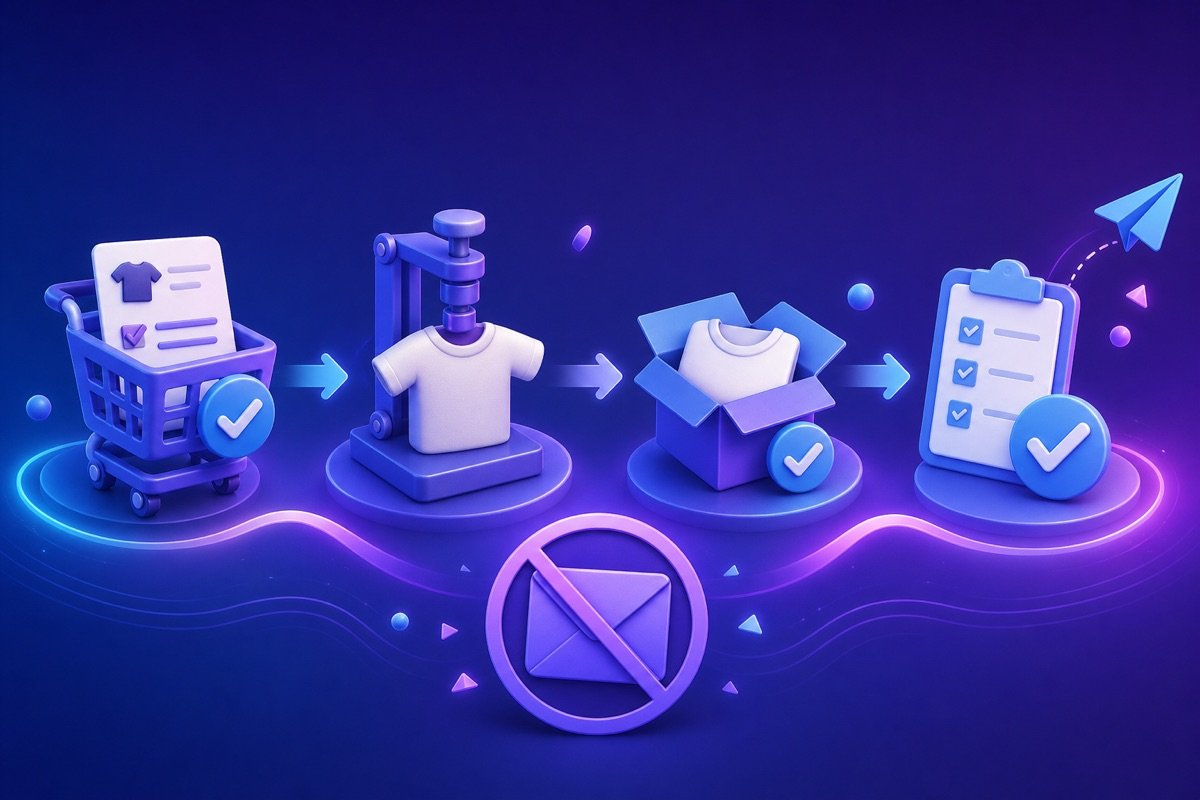 Infographic quy trình tự động hóa ERP cho ngành sản xuất, từ lệnh đến báo giá không email.