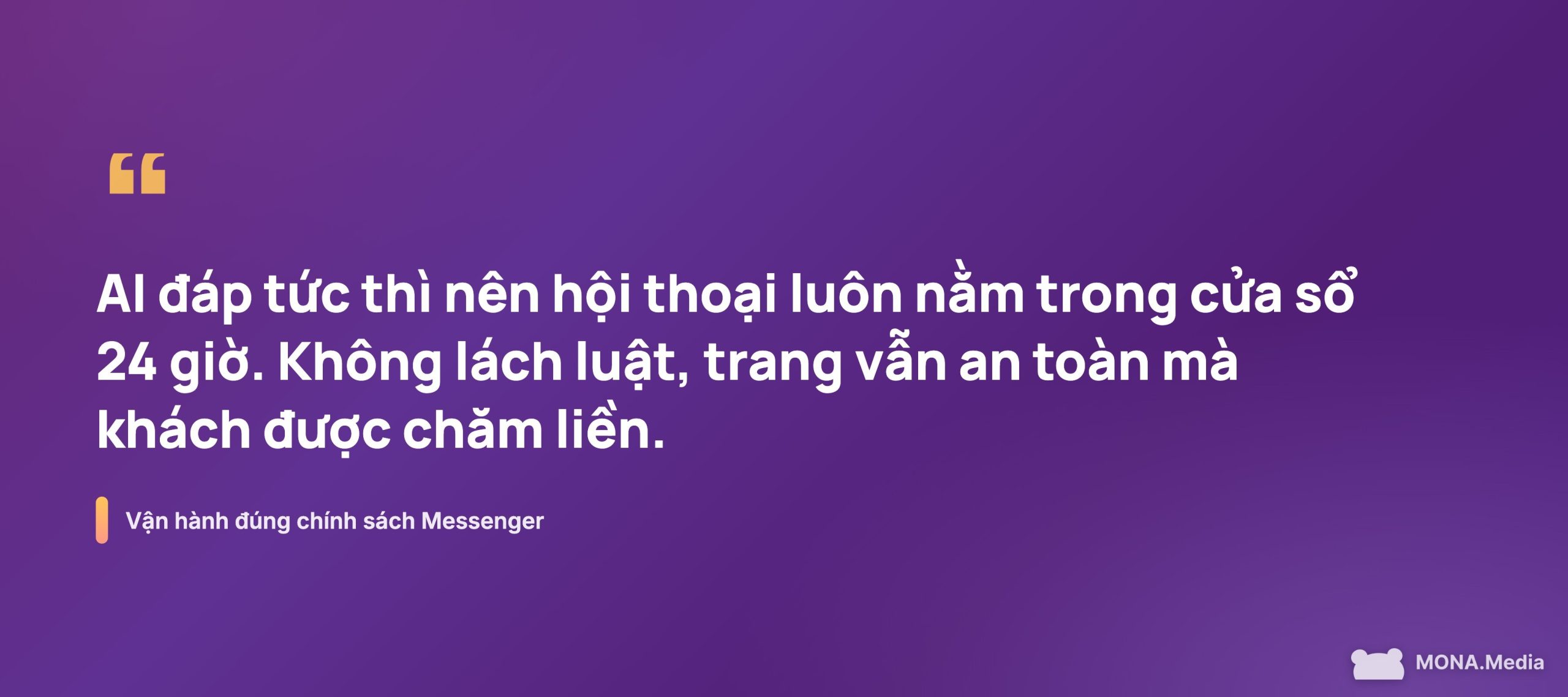AI trả lời tin nhắn Facebook đáp đúng nhịp cửa sổ 24 giờ, không vi phạm chính sách Facebook
