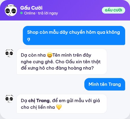 Gấu Cười khéo xin tên thật của khách có tên Zalo là biệt danh