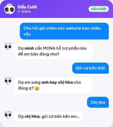 Gấu Cười hỏi khách xưng anh hay chị thay vì đoán bừa giới tính