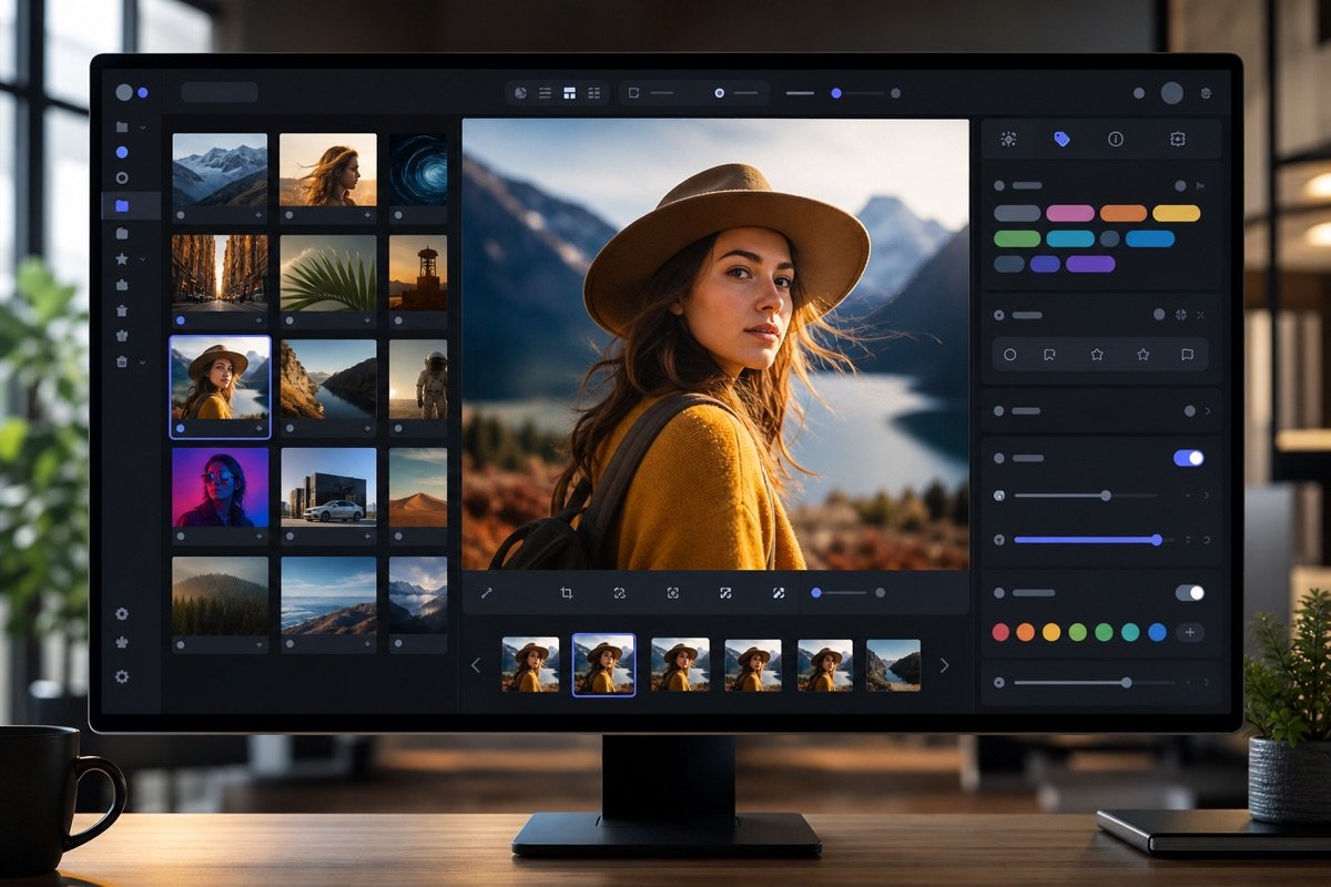Giao diện gắn thẻ hình ảnh trong Adobe Firefly hoặc công cụ quản lý tài sản số