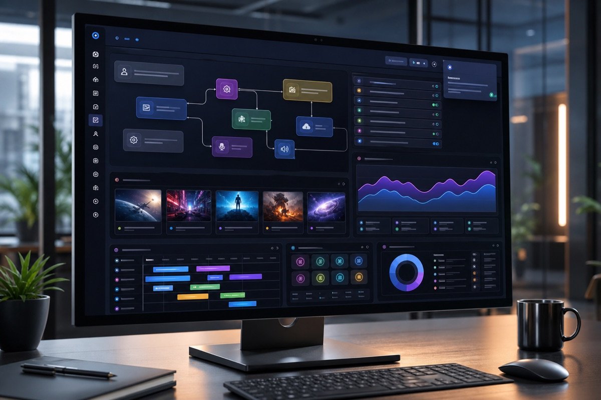 Giao diện mô phỏng phần mềm tự động hóa nội bộ của MONA Media