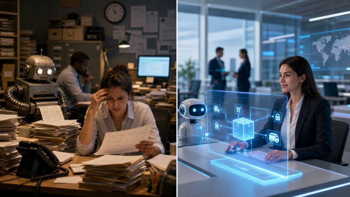 Hình ảnh so sánh AI Agent và chatbot cũ trong việc tạo đơn hàng tự động