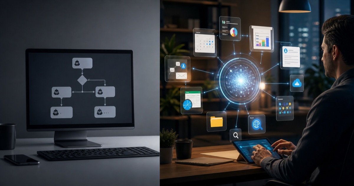 Hình ảnh so sánh AI agent và chatbot kịch bản cũ