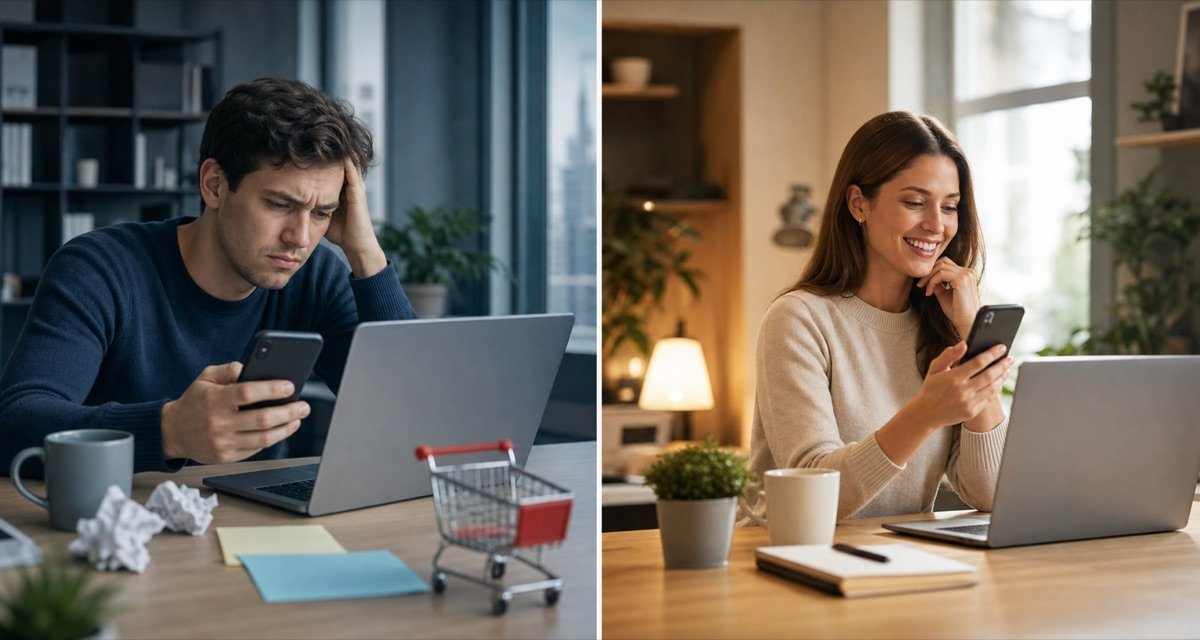 Hình ảnh so sánh AI Agent và Chatbot kịch bản cũ trong việc xử lý tương tác khách hàng và giải quyết nỗi đau mất khách.