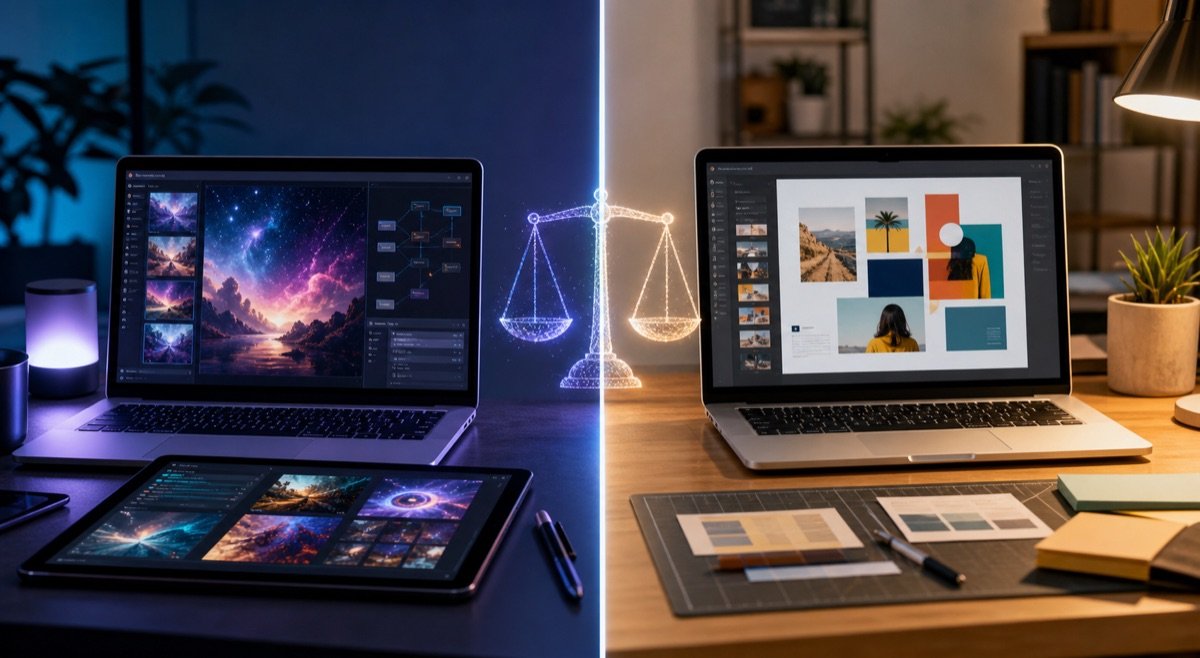 Hình ảnh so sánh Leonardo AI và Canva để chọn công cụ phù hợp với từng nhu cầu