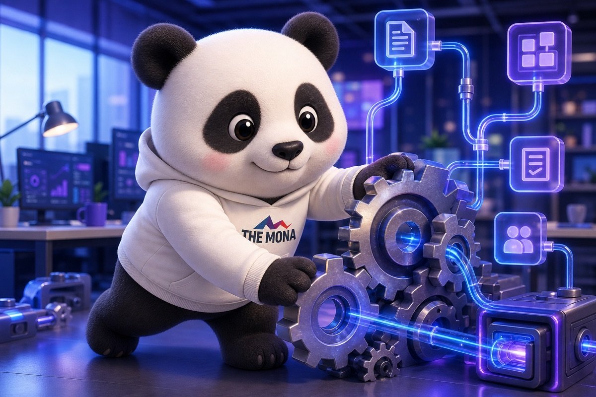 Chú gấu trúc quyết tâm thực hiện từng bước trong lộ trình tự động hóa quy trình.