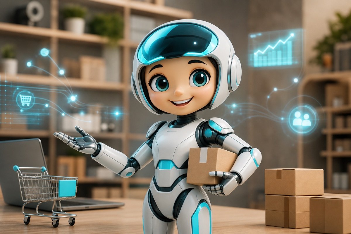 Mascot MONA mỉm cười, biểu tượng cho việc chốt đơn dễ dàng nhờ AI