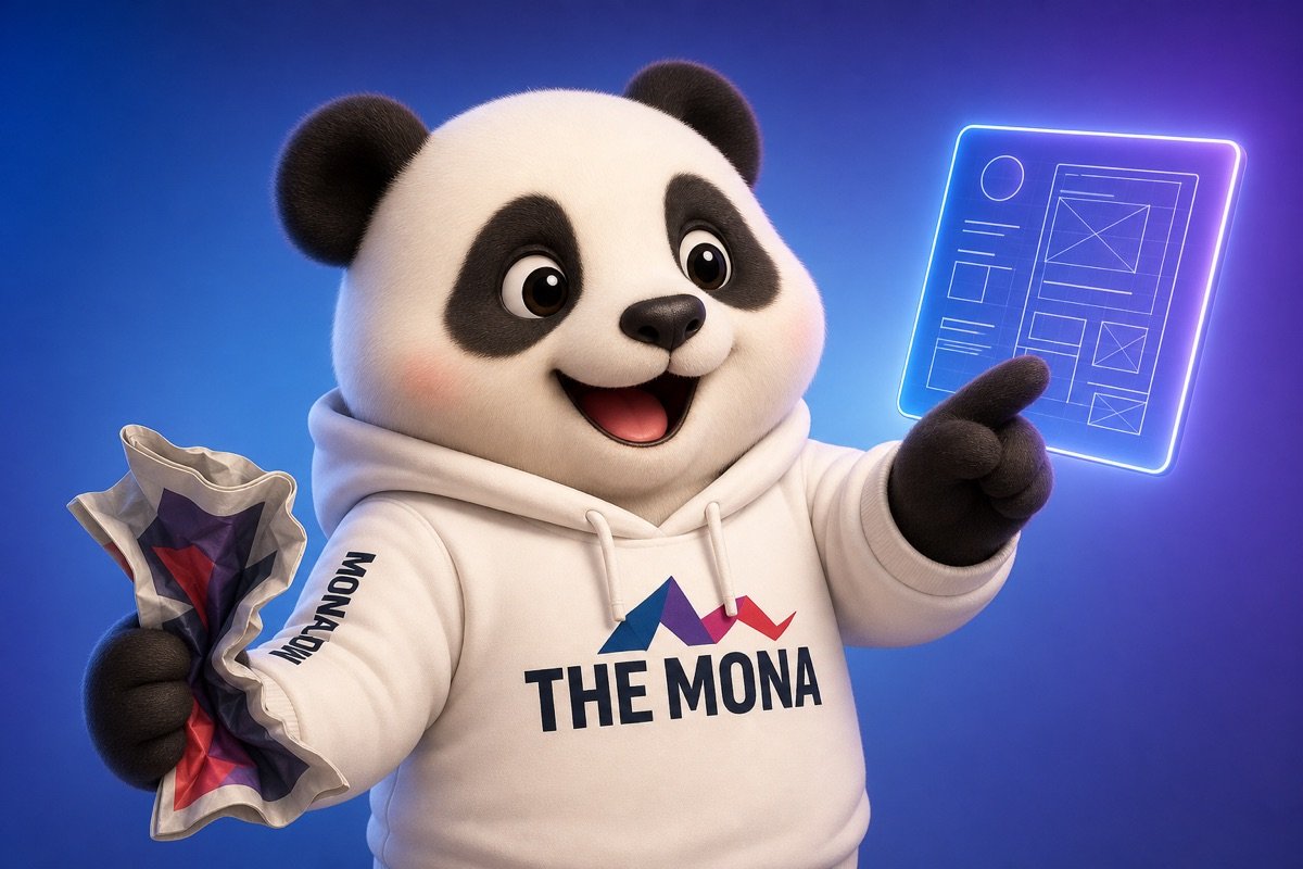 Chú gấu trúc mỉm cười nhẹ nhõm, tự tin với hệ thống tự động hóa của MONA, vượt qua sự nhầm lẫn về 'AI thử thấy ngu'.