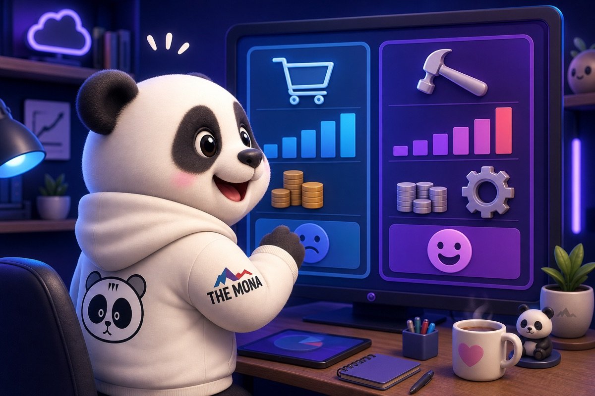 Gấu trúc nhẹ nhõm khi thấy dashboard so sánh chi phí phần mềm quản lý trung tâm đào tạo.