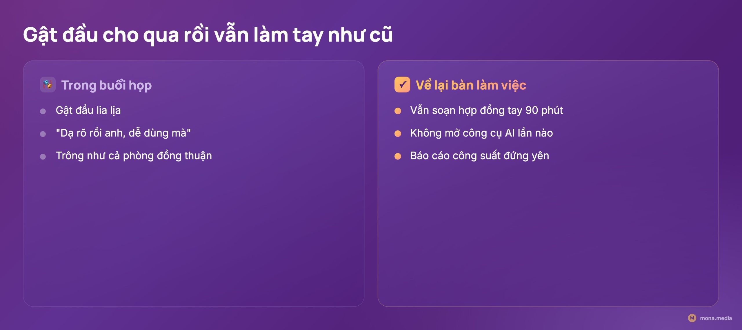 Nhân viên gật đầu cho qua rồi vẫn làm tay như cũ khi triển khai AI