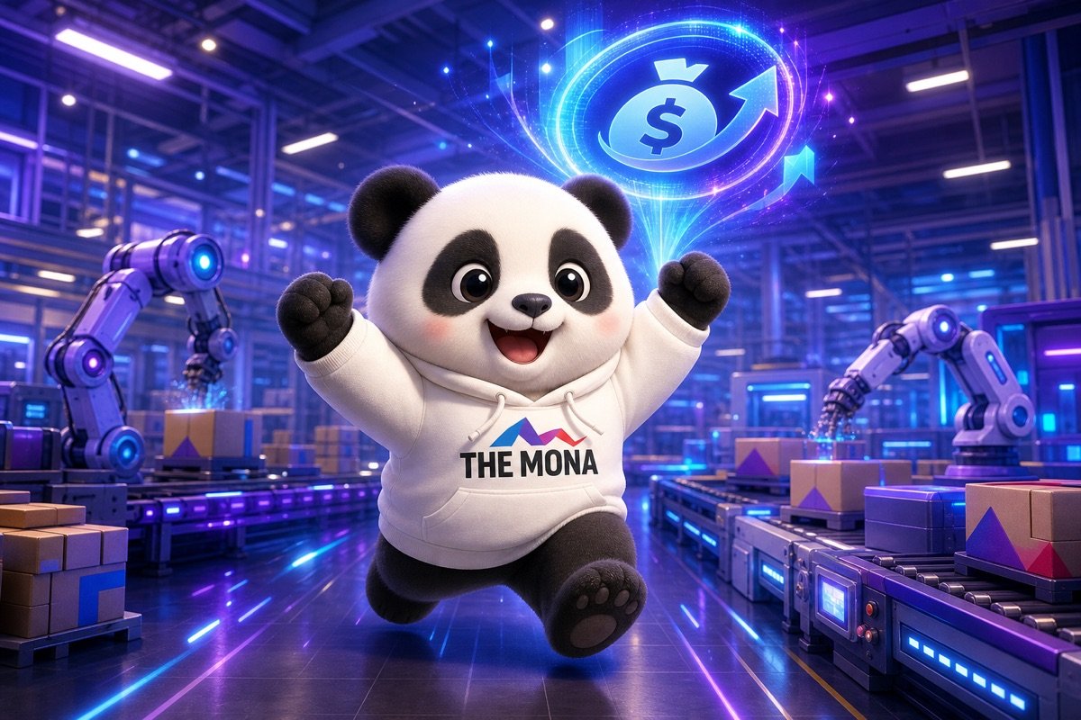 Chú gấu MONA vui vẻ trên sàn nhà máy, với con số 1.2 tỷ đồng tiết kiệm từ phần mềm quản lý tài sản cố định nhà máy tự động.