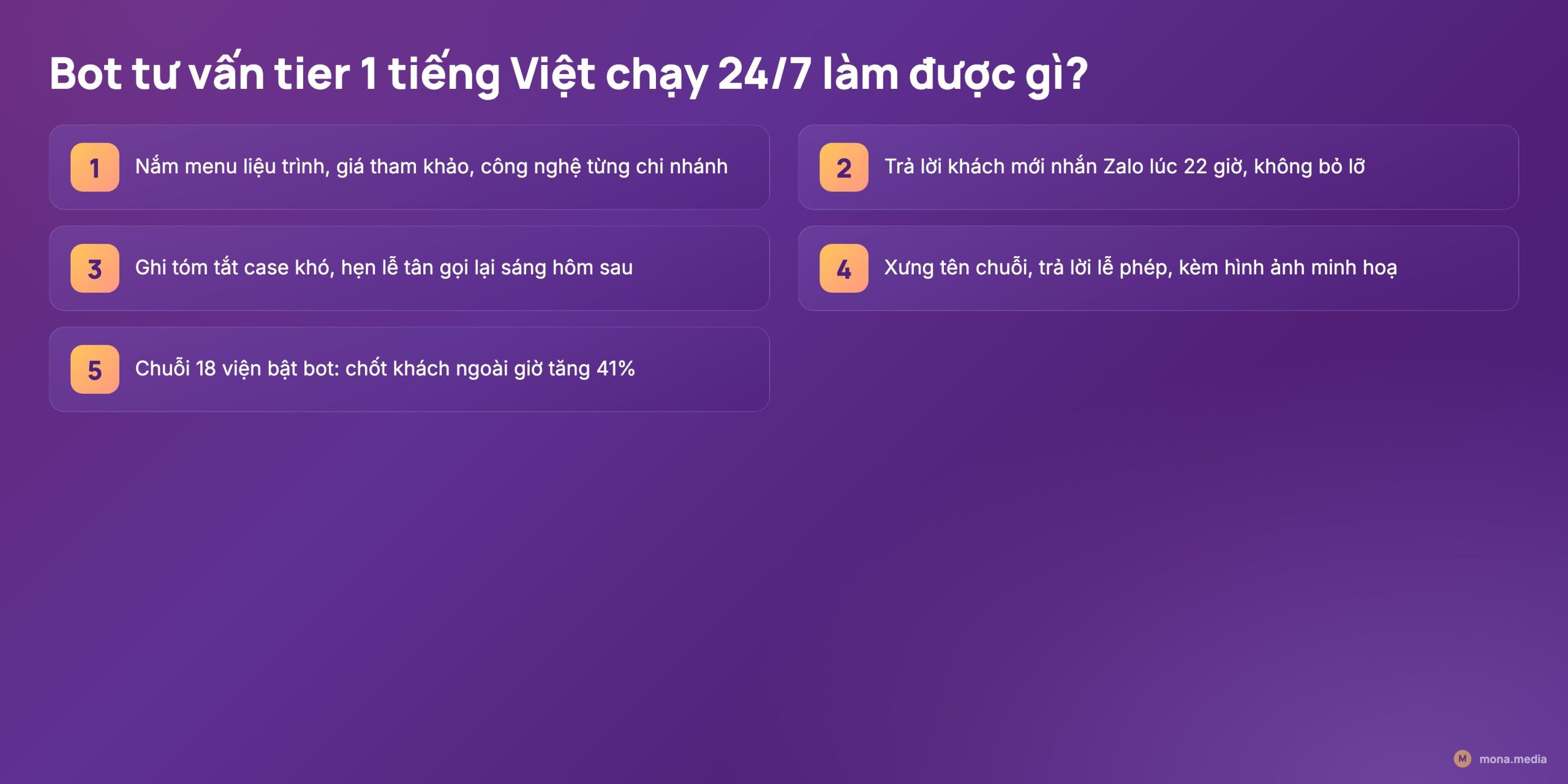 Checklist bot tư vấn liệu trình tier 1 tiếng Việt chạy 24/7 tự động hoá quy trình spa