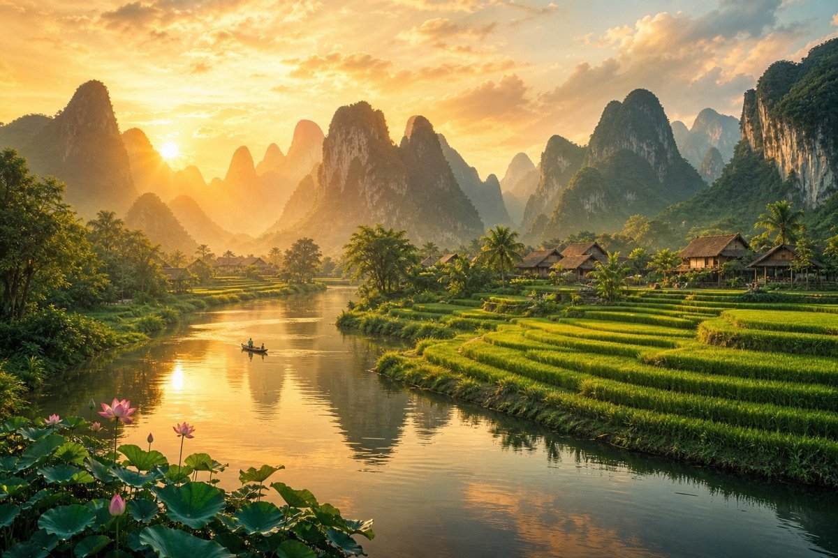 Midjourney tạo ảnh phong cảnh thiên nhiên với phong cách nghệ thuật độc đáo