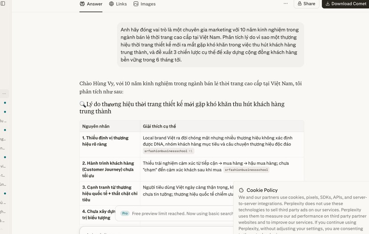 Perplexity AI đưa ra phân tích và 3 chiến lược xây dựng khách hàng trung thành cho thương hiệu thời trang, dưới góc nhìn của chuyên gia marketing.