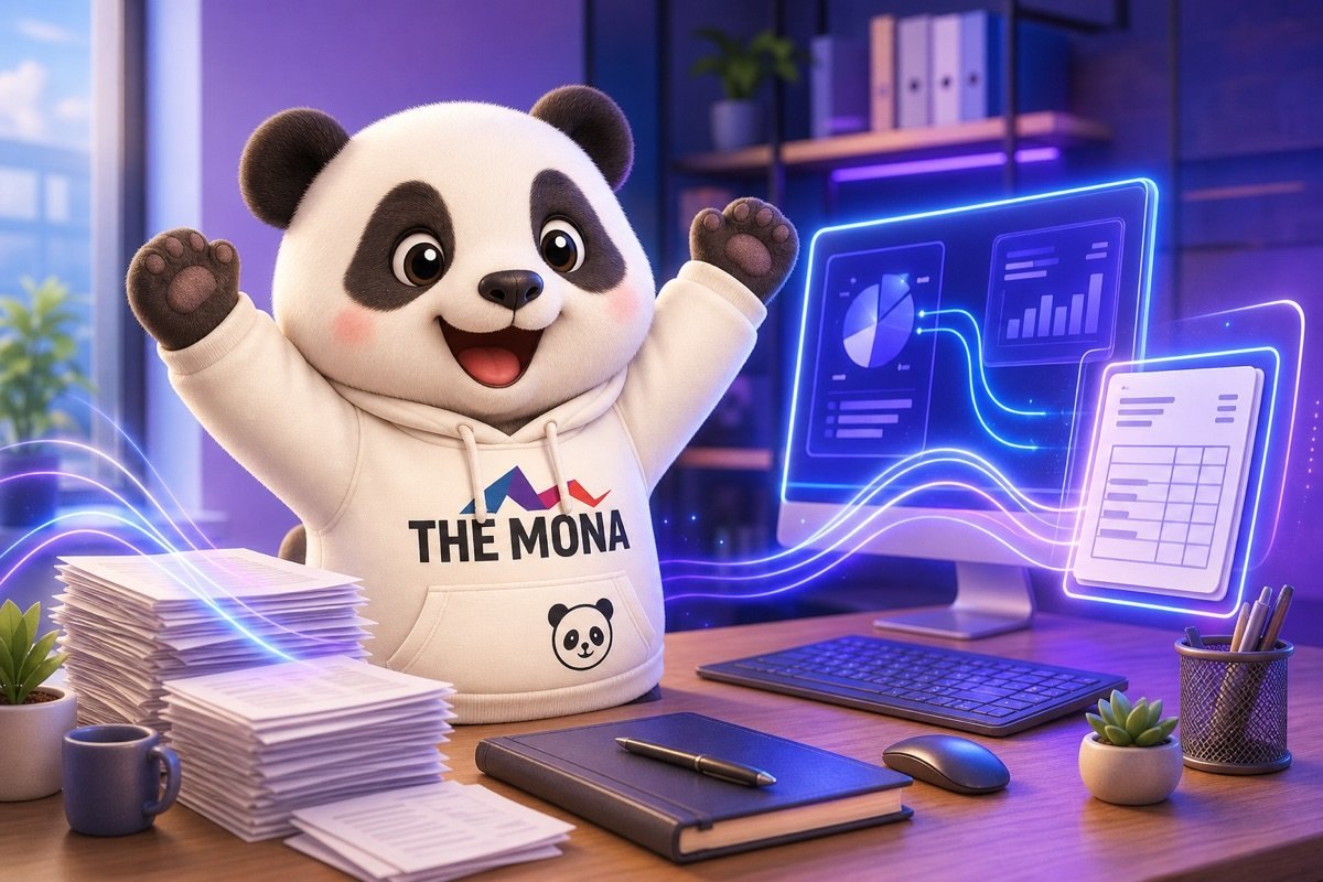 Chú gấu MONA nhẹ nhõm khi dữ liệu tài chính không còn rời rạc, nhờ tích hợp phần mềm kế toán ERP.