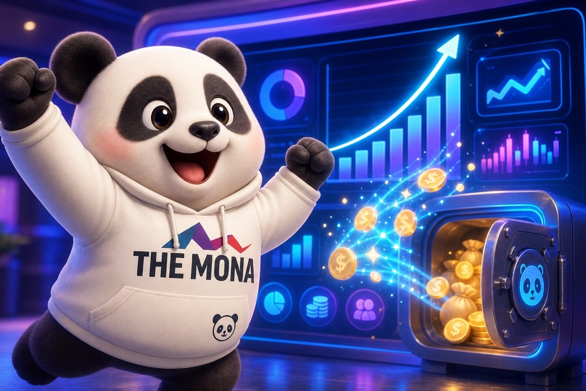 Góc nhìn qua vai CEO gấu xem dashboard tự động hóa báo cáo kinh doanh, thấy lợi nhuận tăng trưởng rõ rệt.